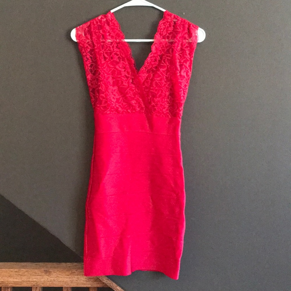 Flirty Red Bebe Cocktail Dress